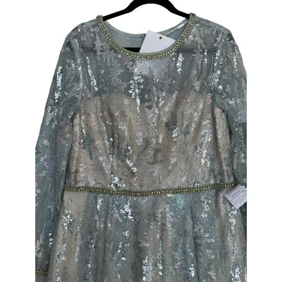 Mac Duggal Gown Dress Womens Size 14 Rhinestones Sequins Embellished Lace  $798